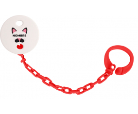 Gato rosa con nombre: Pinza para chupete