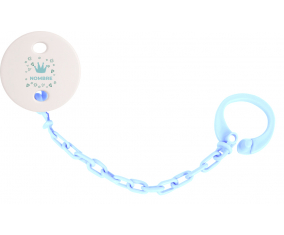 Diseño de corazón de corona azul-2 con nombre: Pinza para chupete