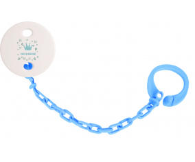Diseño de corazón de corona azul-2 con nombre: Pinza para chupete