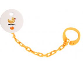 Juguetes de juguete patito amarillo con nombre: Pinza para chupete