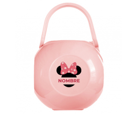 Disney Minnie Negro Nipple Caja portachupetes Negro nudo blanco rosa lunares puntos con nombre