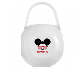 Disney Mickey Black Ears Caja portachupetes bisel rojo con nombre