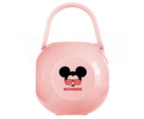 Disney Mickey Black Ears Caja portachupetes bisel rojo con nombre