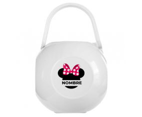 Disney Minnie Knot Caja portachupetes lunar blanco rosa con nombre