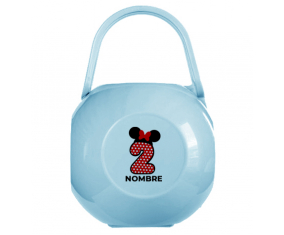 Disney Minnie Nipple Caja portachupetes Número 2 lunar blanco rojo puntos mariposa roja con nombre