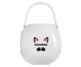 Caja portachupetes de gato rosa con nombre