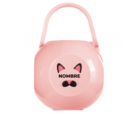 Caja portachupetes de gato rosa con nombre