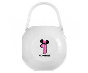 Disney Minnie Nipple Caja portachupetes Número 1 lunar rosa lunares mariposa rosa con nombre