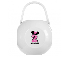 Disney Minnie Nipple Caja portachupetes Número 2 lunar rosa lunares mariposa rosa con nombre