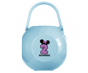 Disney Minnie Nipple Caja portachupetes Número 2 lunar rosa lunares mariposa rosa con nombre