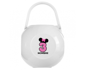 Disney Minnie Nipple Caja portachupetes Número 3 lunar rosa lunares mariposa rosa con nombre