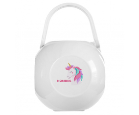 Unicornio diseño-2 Caja portachupetes con nombre