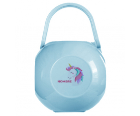 Unicornio diseño-2 Caja portachupetes con nombre