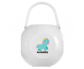 Unicornio diseño-3 Caja portachupetes con nombre