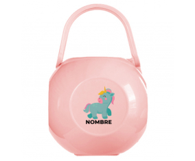 Unicornio diseño-3 Caja portachupetes con nombre