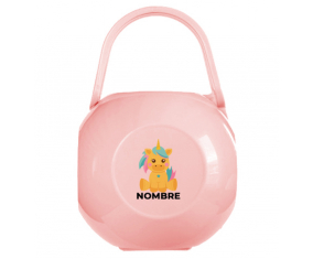 Unicornio diseño-5 Caja portachupetes con nombre