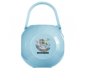 Caja portachupetes Rainbow Unicorn con nombre