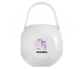 Unicornio diseño-7 Caja portachupetes con nombre