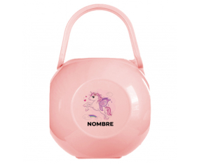 Unicornio diseño-7 Caja portachupetes con nombre