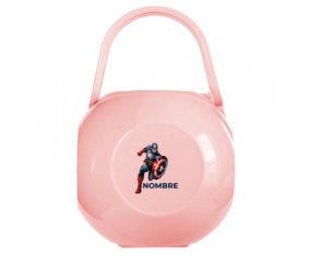 Caja portachupetes Captain America diseño-1 con nombre