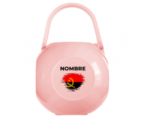 Caja portachupetes Efecto cepillo bandera Angola con nombre