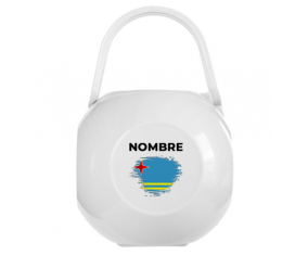 Caja portachupetes efecto pincel aruba con nombre