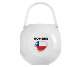 Caja portachupetes Efecto cepillo de bandera Chile con nombre