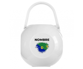 Caja portachupetes Flag efecto cepillo isla de Navidad con nombre