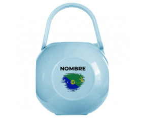 Caja portachupetes Flag efecto cepillo isla de Navidad con nombre