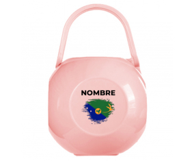 Caja portachupetes Flag efecto cepillo isla de Navidad con nombre