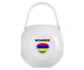 Caja portachupetes Efecto pincel bandera Mauricio con nombre