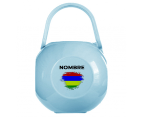 Caja portachupetes Efecto pincel bandera Mauricio con nombre