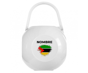 Caja portachupetes Efecto cepillo bandera Mozambique con nombre
