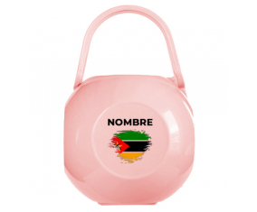 Caja portachupetes Efecto cepillo bandera Mozambique con nombre