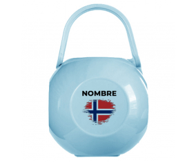 Caja portachupetes Efecto cepillo de bandera Noruega con nombre