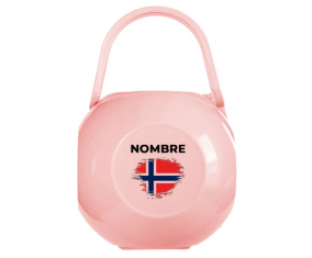 Caja portachupetes Efecto cepillo de bandera Noruega con nombre