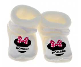 Botitas bebé Disney Minnie Knot lunares blancos rosados con nombre