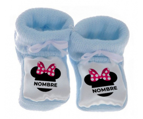 Botitas bebé Disney Minnie Knot lunares blancos rosados con nombre