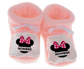 Botitas bebé Disney Minnie Knot lunares blancos rosados con nombre