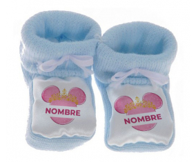 Botitas Baby Disney Minnie Golden Courone Pink con nombre