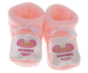 Botitas Baby Disney Minnie Golden Courone Pink con nombre