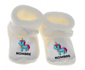 Botitas bebé unicornio azul rosa con nombre