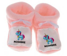 Botitas bebé unicornio azul rosa con nombre