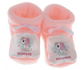 Botitas corazón de pony rosa bebé con nombre