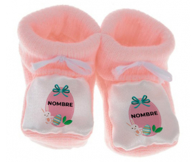 Botitas bebé huevo de Pascua diseño-4 con nombre
