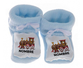 Botitas tren de pintura para bebés con nombre