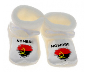 Botitas efecto cepillo bandera bebé Angola con nombre