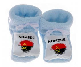 Botitas efecto cepillo bandera bebé Angola con nombre
