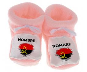 Botitas efecto cepillo bandera bebé Angola con nombre