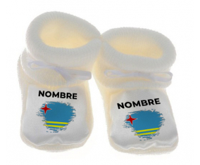 Botitas efecto cepillo de bandera bebé Aruba con nombre
